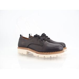 Miz Mooz Wren Loafers Womens 38 7.5 / 8 Black Leather Platform Lug Sole Lace Up